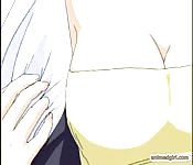 Sexy anime self masturbating and shoving vibrator
